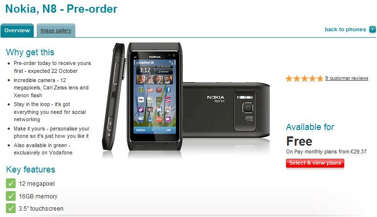 Vodafone UK opens up its arms for pre-orders on the Nokia N8