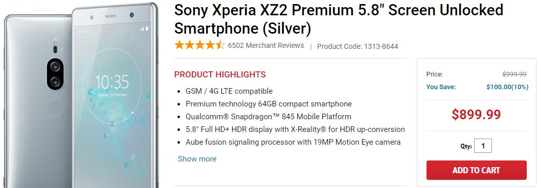 Deal: Sony Xperia XZ2 Premium no longer costs $1,000 in the US