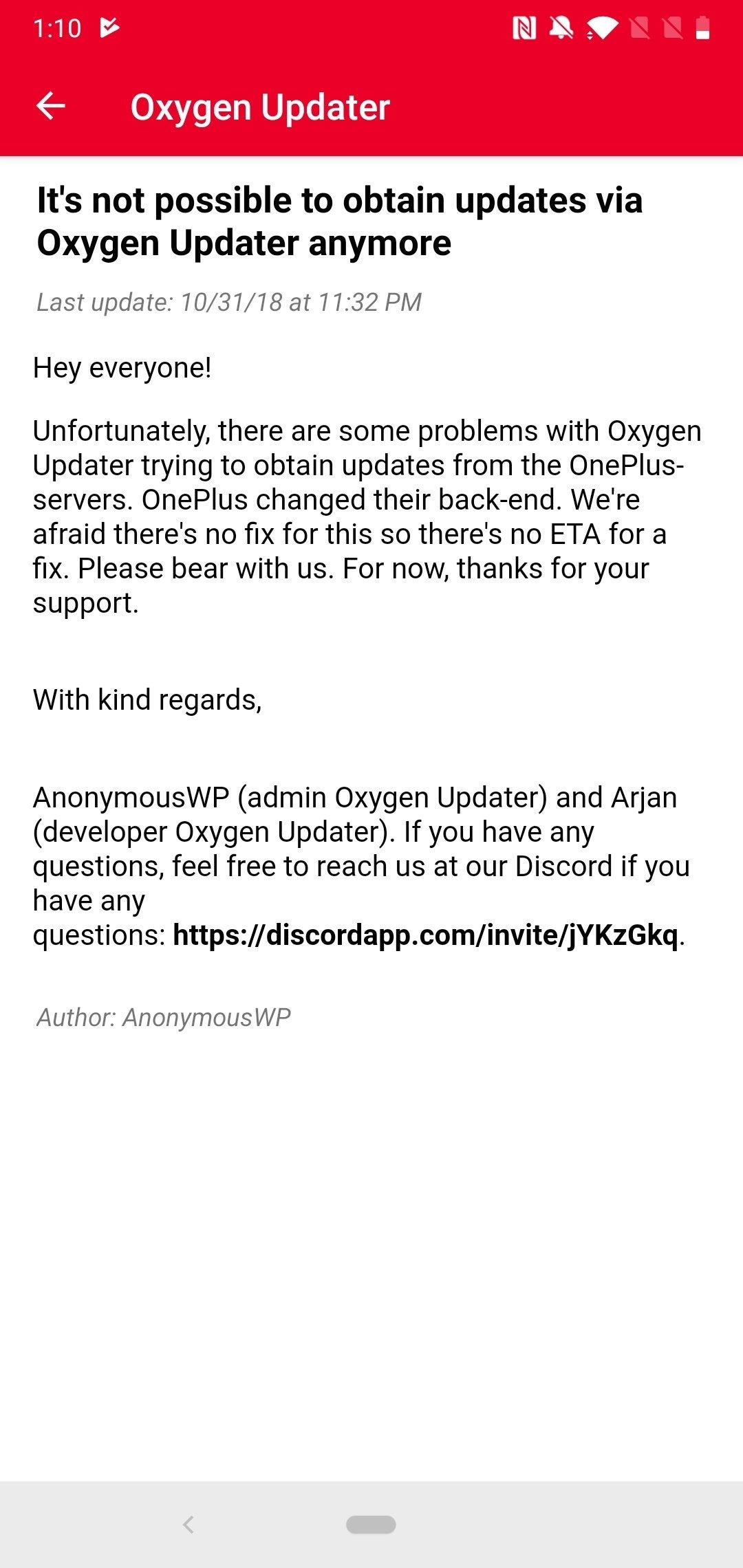 Oxygen Updater app will no longer download updates on your OnePlus phone