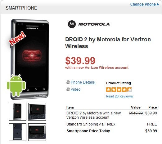 Motorola DROID 2 is now tastefully priced at $39.99 on Amazon &amp; Wirefly