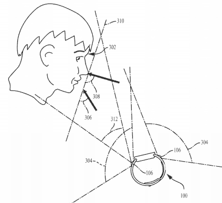 This drawing from the application shows how a person usually looks at their watch, the camera being well below the face - Apple considers putting multiple cameras on future Apple Watch to let you FaceTime from it