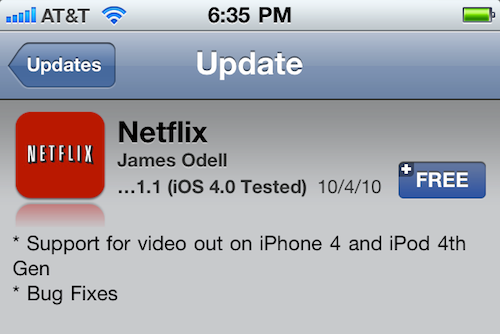 Netflix for iPhone now supports video out