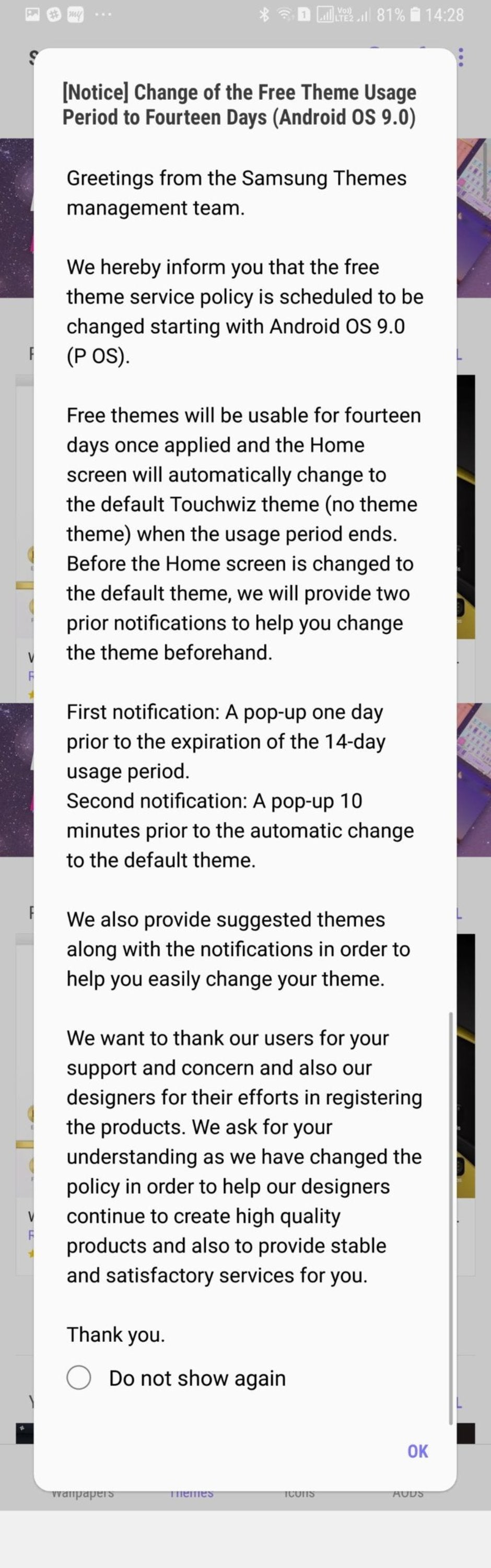 Starting with Android Pie, Samsung will limit how long you can use free Galaxy themes