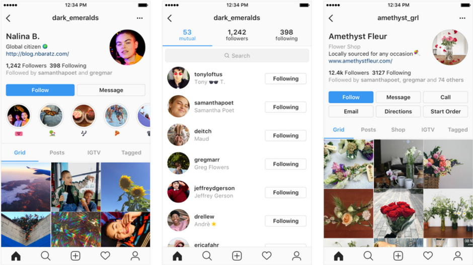 Examples of some of the changes Instagram is testing for its new profile design - Different changes are being tested for your Instagram profile