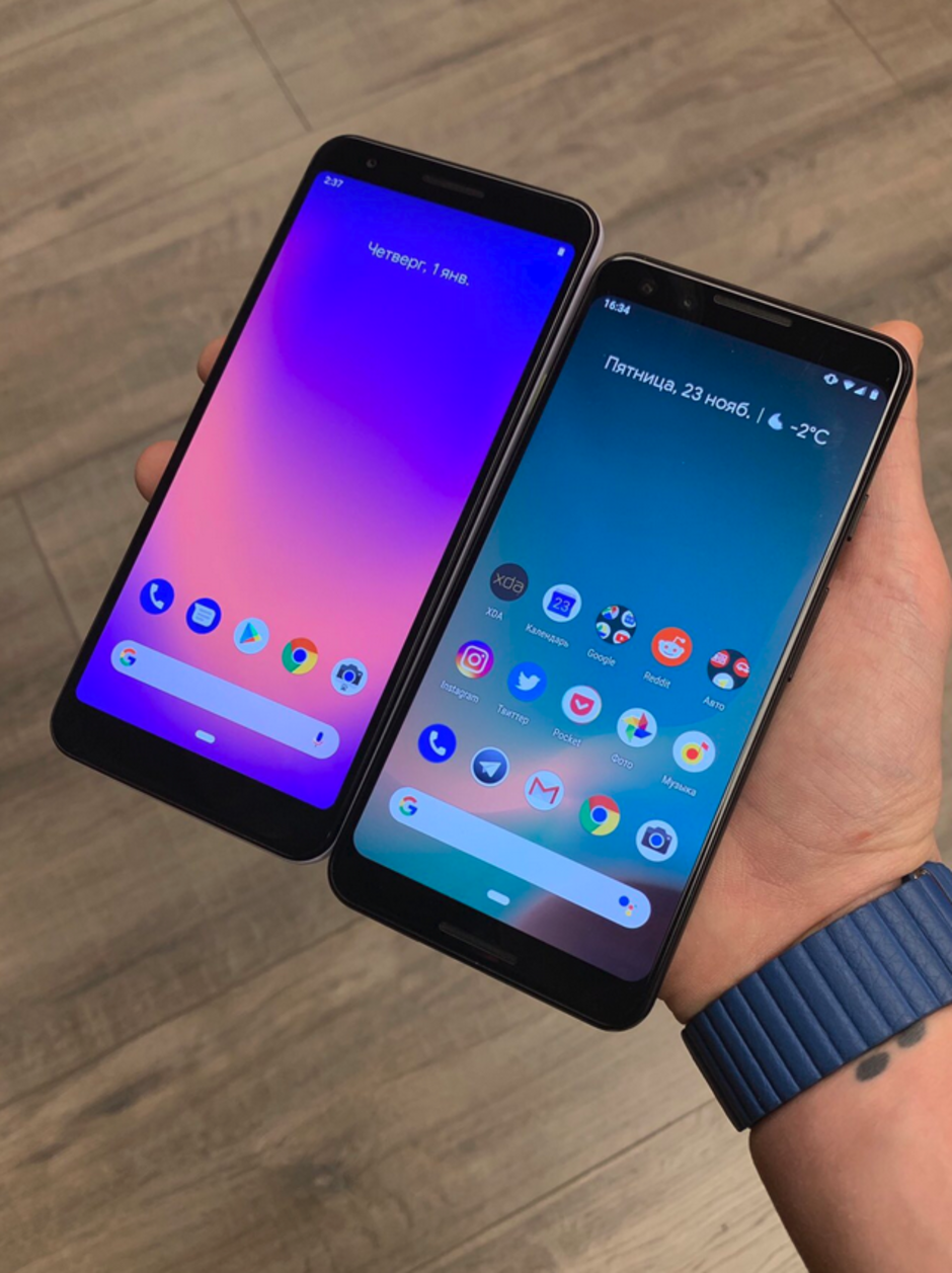 At left, the rumored Pixel 3 Lite and at right, the Pixel 3 - Rumored Google Pixel 3 Lite poses next to Pixel 3 in Live Photo