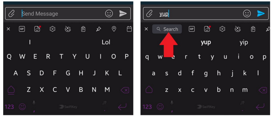 Bing search is now integrated into the latest version of Softkey for Android. The updated version is on the right. - Update to Swiftkey app for Android adds Bing search integration