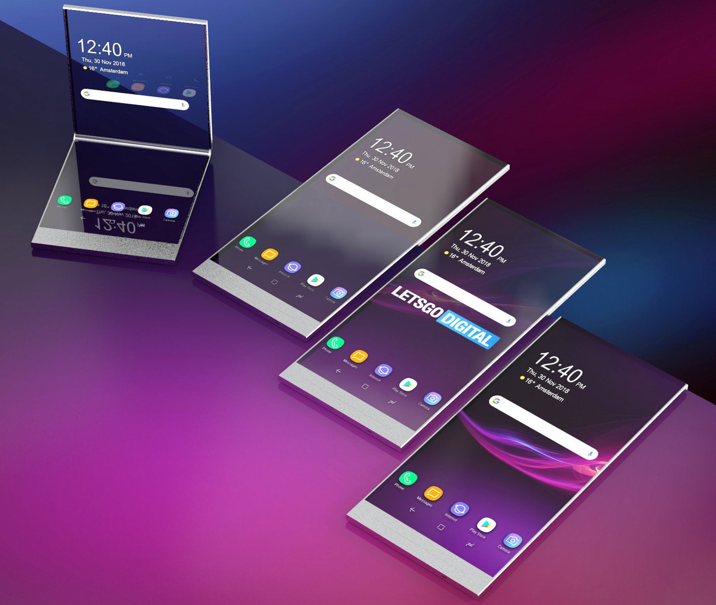 Renders based on the Sony patents - Sony's foldable smartphone may take the transparency route