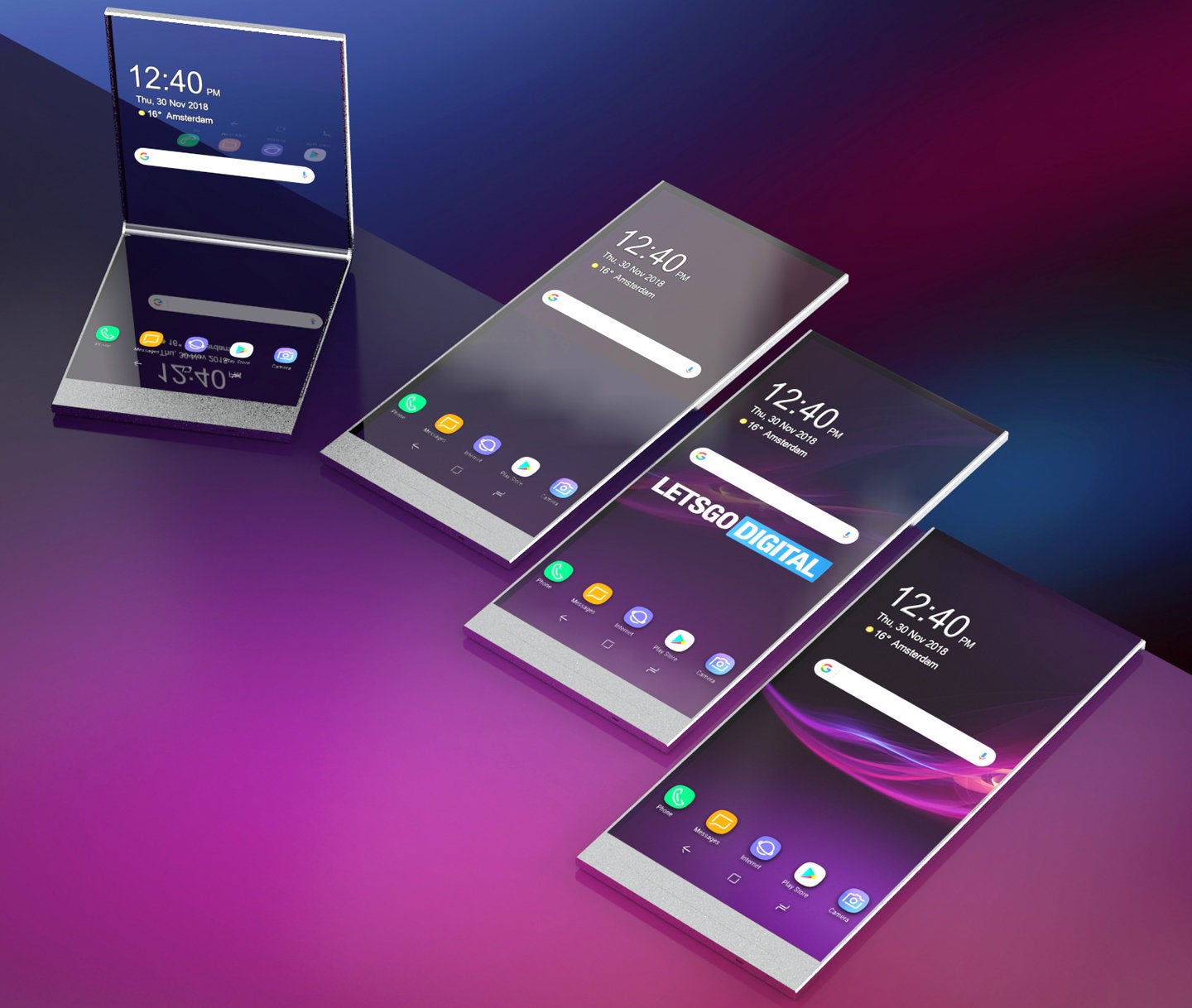 Renders based on the Sony patents - Sony&#039;s foldable smartphone may take the transparency route