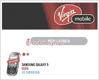 Samsung Galaxy 5 will be joining Virgin Mobile Canada&#039;s lineup?