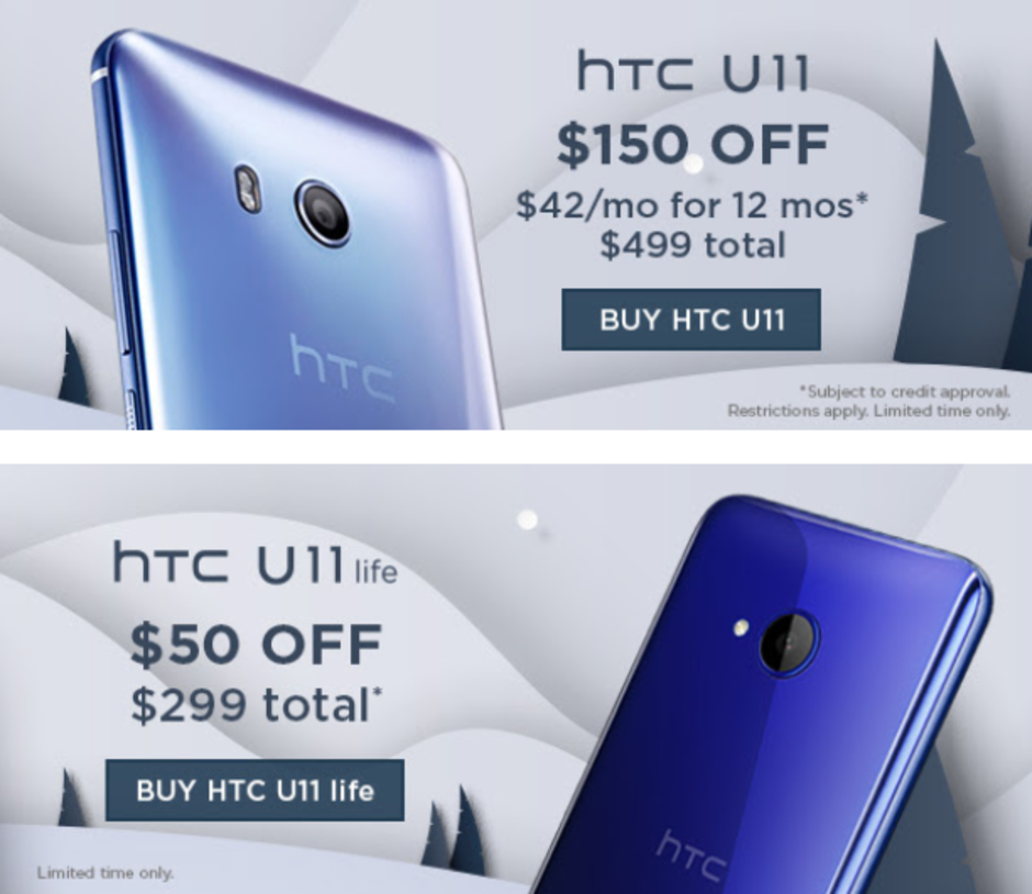 Save $150 on the HTC U11 and $50 on the HTC U11 Life - For a limited time, HTC will take up to $150 off select models