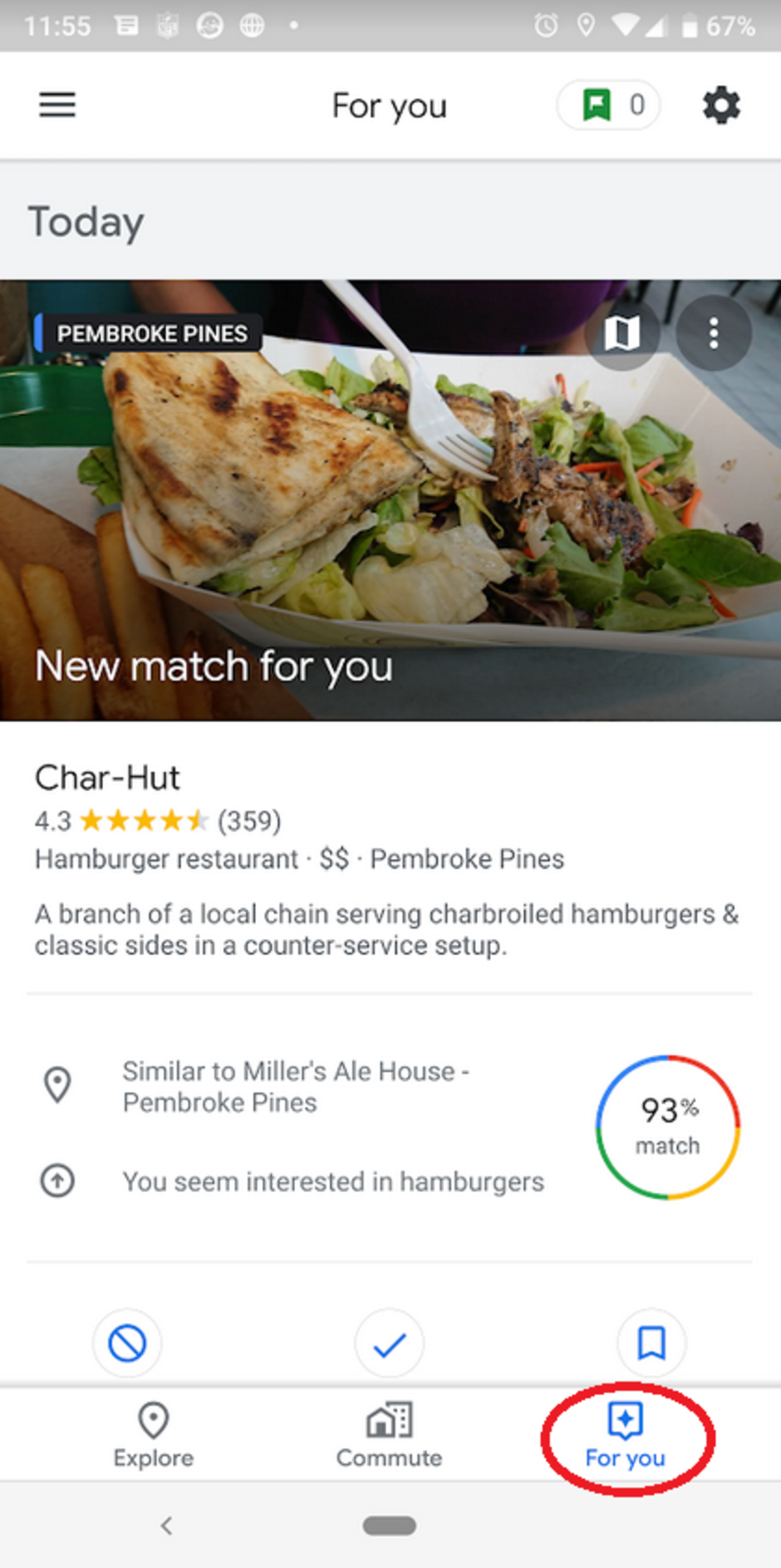 For You suggests a local restaurant for us to eat at - Google Maps adds &quot;For You&quot; tab to iOS version of the app; feature provides custom recommendations