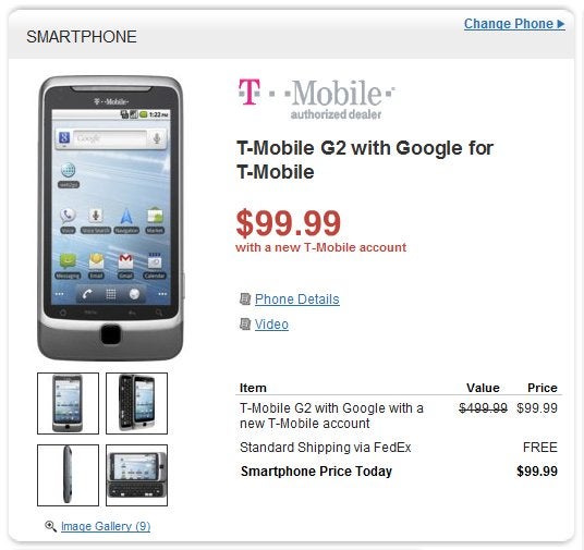 Amazon & Wirefly's $99.99 on-contract price for the T-Mobile G2 is eye opening