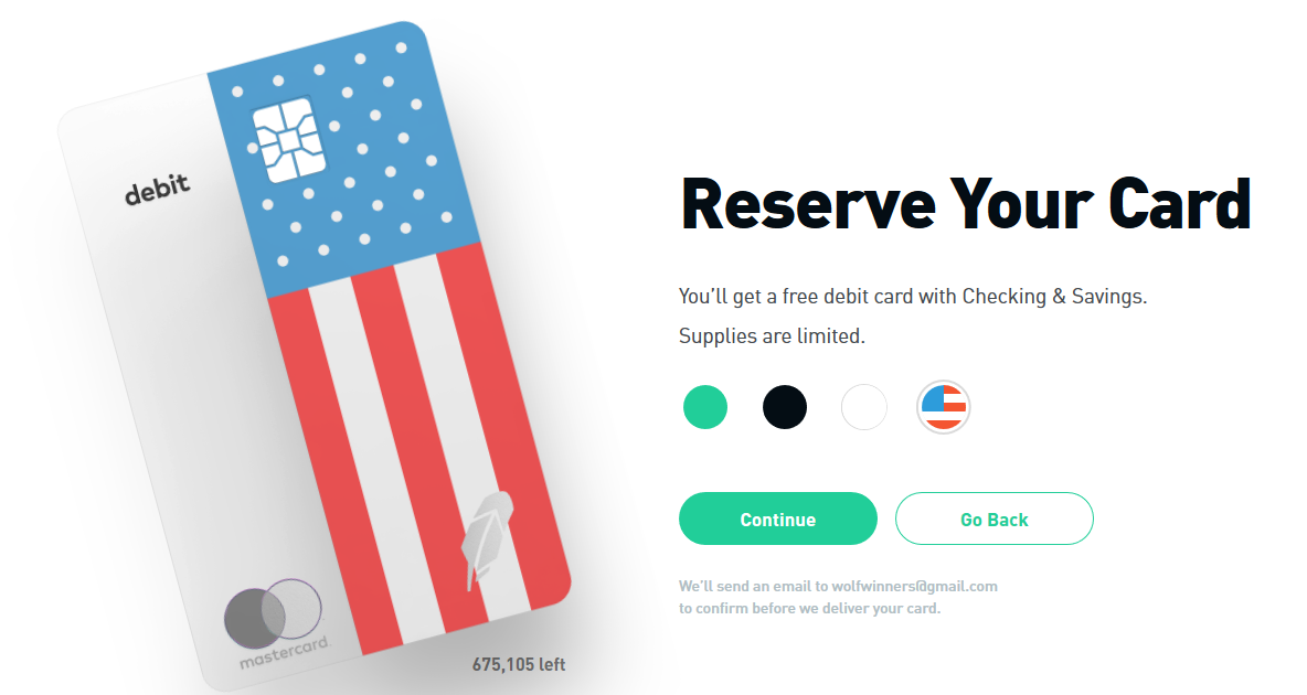 Early access depositors can choose from four different designs for their debit card - Robinhood adds free no-fee checking and banking to its trading app