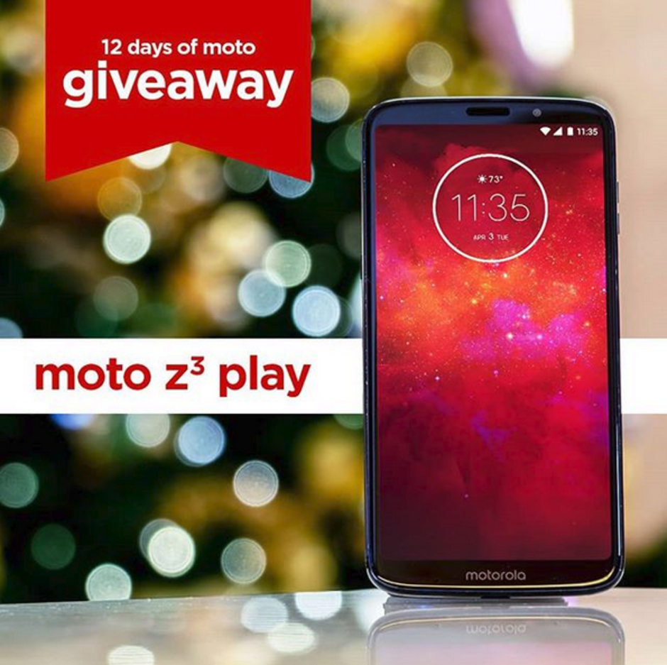 Win the Moto Z3 Play by entering today&#039;s sweepstakes with Motorola U.S. - Win a free Moto product in the 12 Days of Moto Giveaway; today&#039;s prize is the Moto Z3 Play