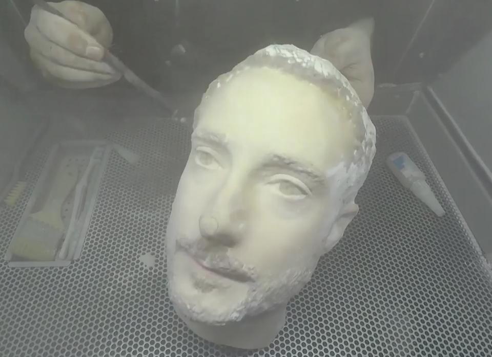 The 3D-printed head before the finishing touches and paint - 3D-printed head unlocks Android phones, iPhone stays shut