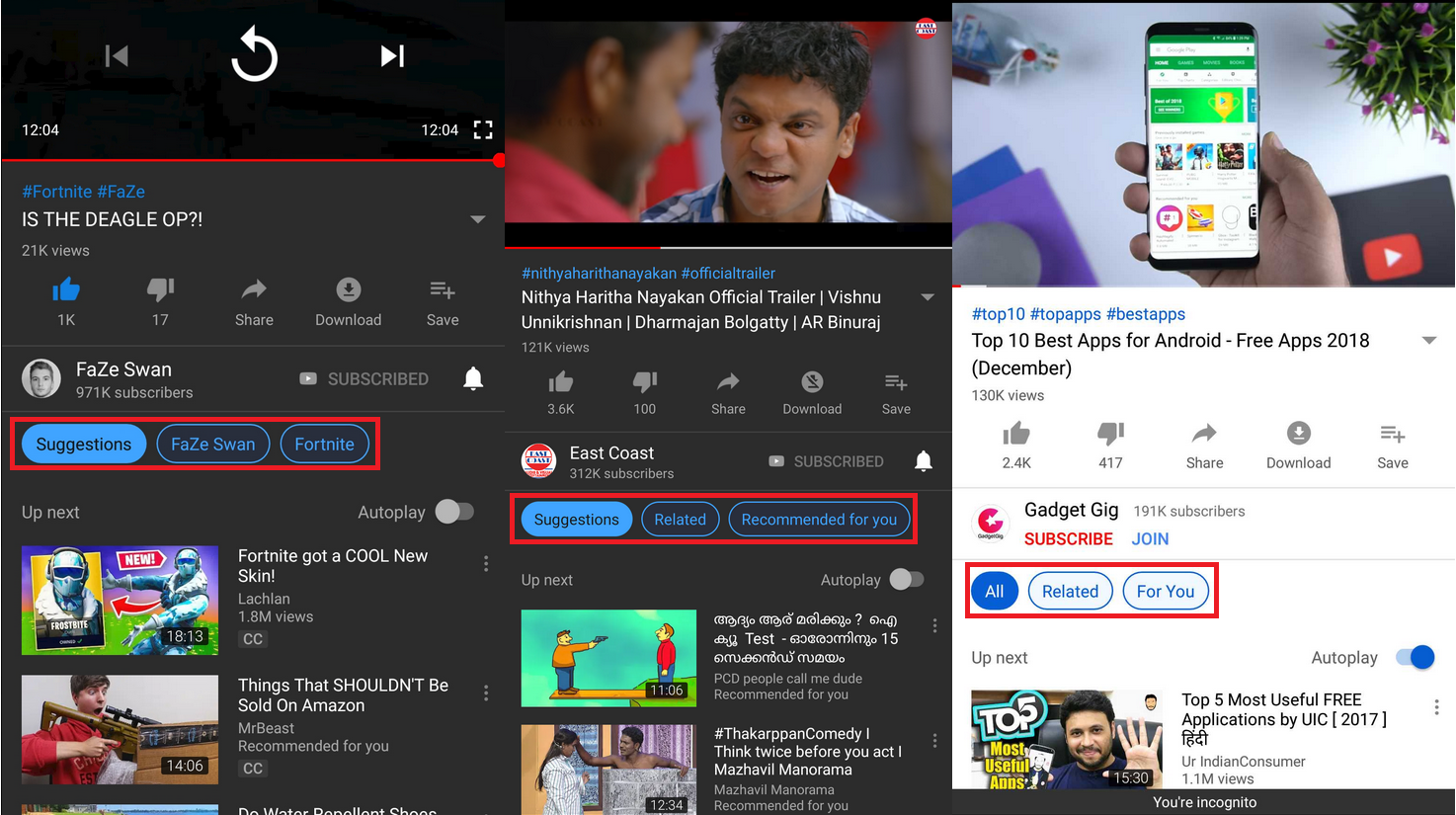 YouTube tests a way for users to have control over the Up next column - YouTube test gives users more control over the videos that will be autoplayed next