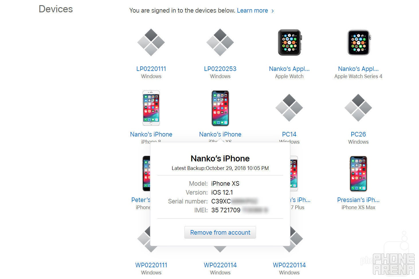 (Image credit - PhoneArena) Using iCloud to find a phone's IMEI number - How to Find a Phone's IMEI Number: A Step-by-Step Guide