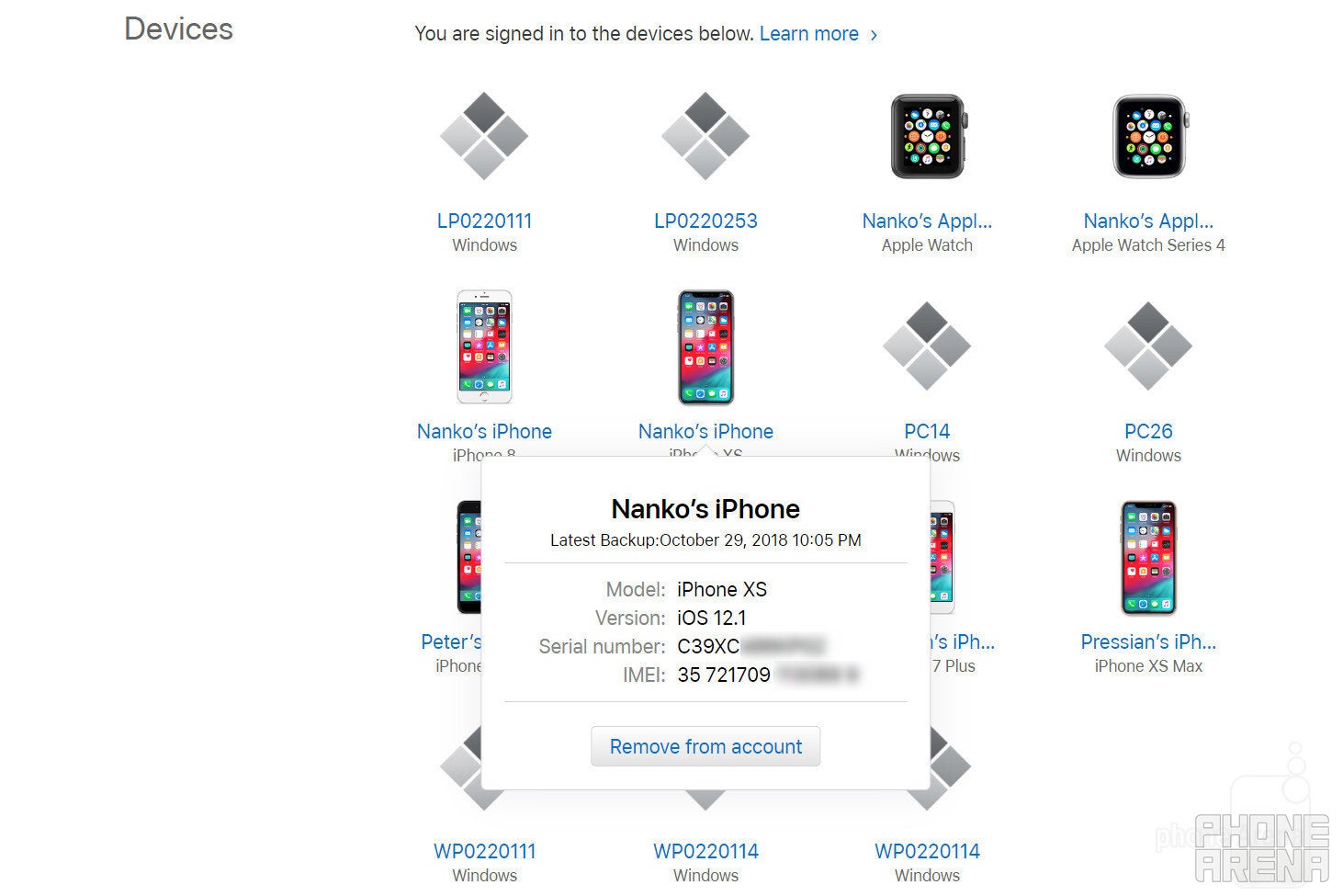 (Image credit - PhoneArena) Using iCloud to find a phone&#039;s IMEI number - How to Find a Phone&#039;s IMEI Number: A Step-by-Step Guide