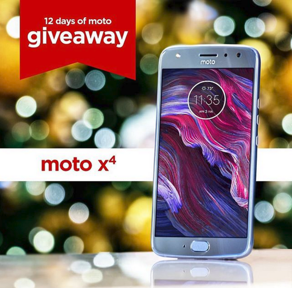 The last prize in this year's Motorola holiday sweepstakes is the Moto X4 - Moto X4 is the last prize in Motorola's 12 days of Moto giveaway