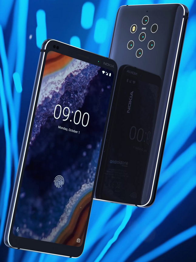 Press image of the Nokia 9 - Press image of Nokia 9 PureView surfaces with 5 cameras, in-display fingerprint sensor