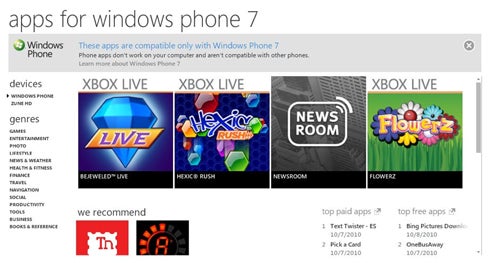 How many apps for Windows Phone 7 at launch?