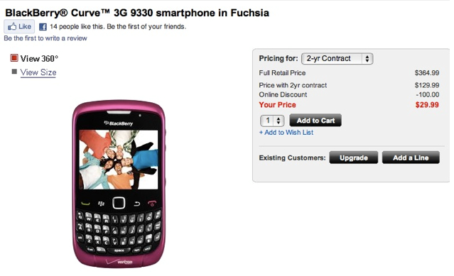 Pretty in fuchsia is the BlackBerry 9330 - BlackBerry Curve 3G now in fuchsia at Verizon