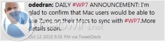 Microsoft will add WP7/Zune compatibility for Mac