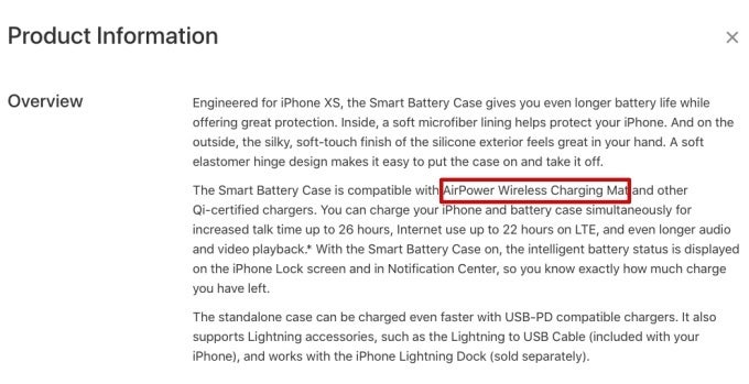 Apple&#039;s new iPhone XS Smart Battery Case is compatible with the unreleased AirPower