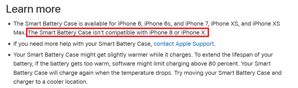 Apple says that its Smart Battery Case will not work with the iPhone X - Apple's Smart Battery Case for the iPhone XS also works with the iPhone X