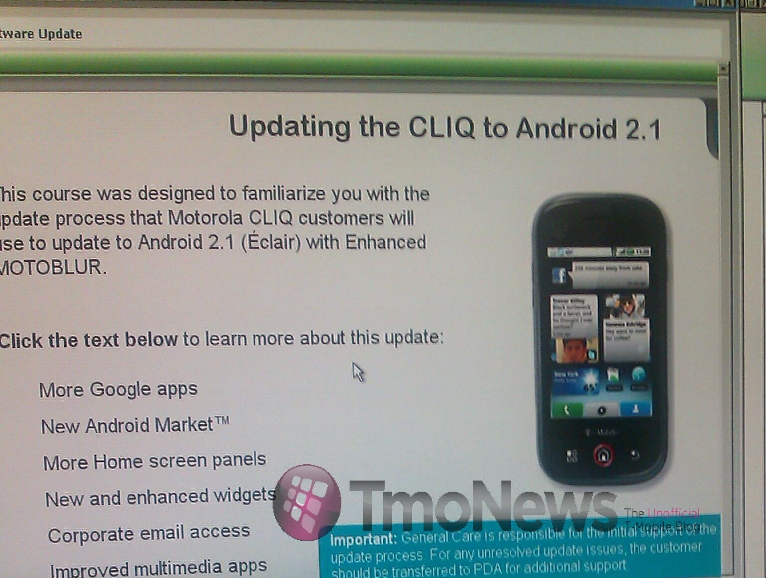 Android 2.1 update for the Motorola CLIQ is definitely coming