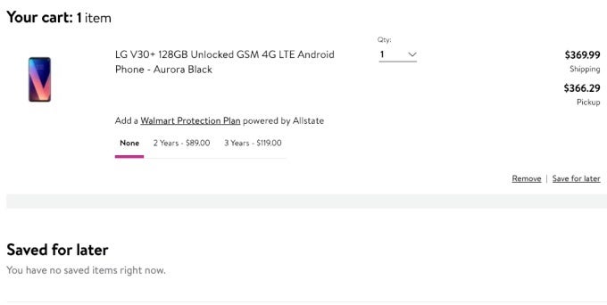 Walmart has the LG V30+ on sale for a lower than ever $366.29