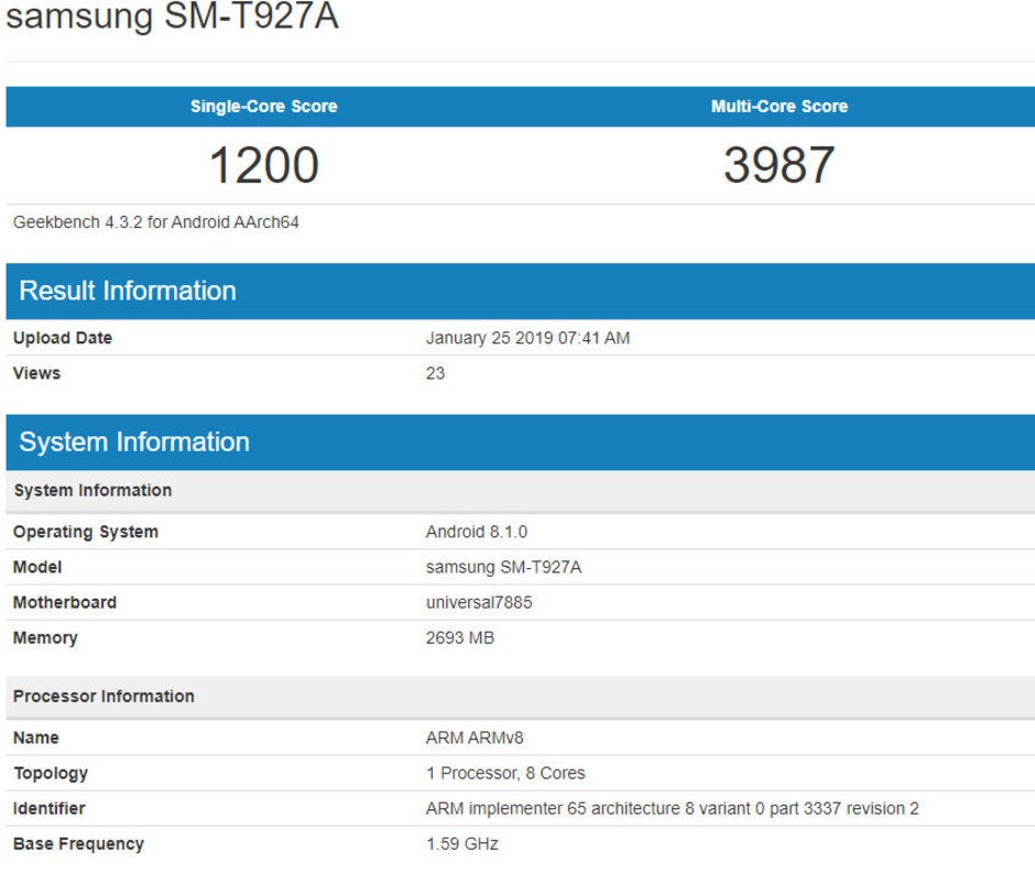 Samsung Galaxy View 2 benchmark results - Leaked specs confirm Samsung Galaxy View 2 for AT&T is a mid-tier Android tablet
