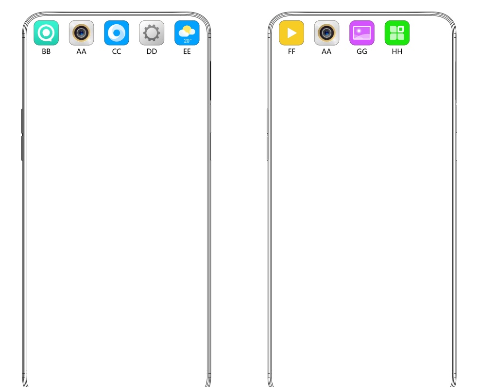 The second patent includes a method for opening more than the camera app from the top of the display - Oppo patents show alternate ways to workaround a punch-hole camera