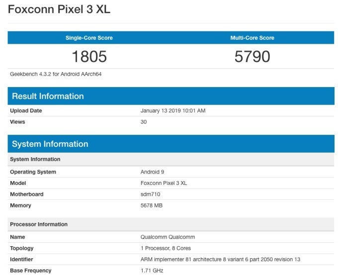 Older, sketchier benchmark - Google Pixel 3 Lite XL could carry a different name, pack 4GB RAM after all