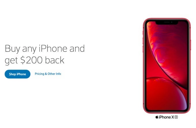 You can get a free $200 prepaid card with purchases of iPhone XR, XS, XS Max, and more