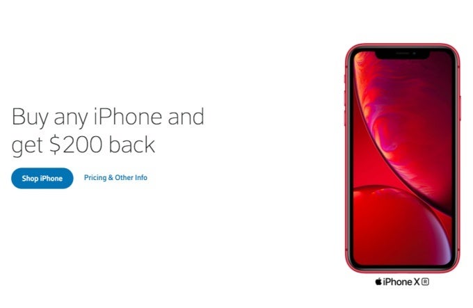 You can get a free $200 prepaid card with purchases of iPhone XR, XS, XS Max, and more