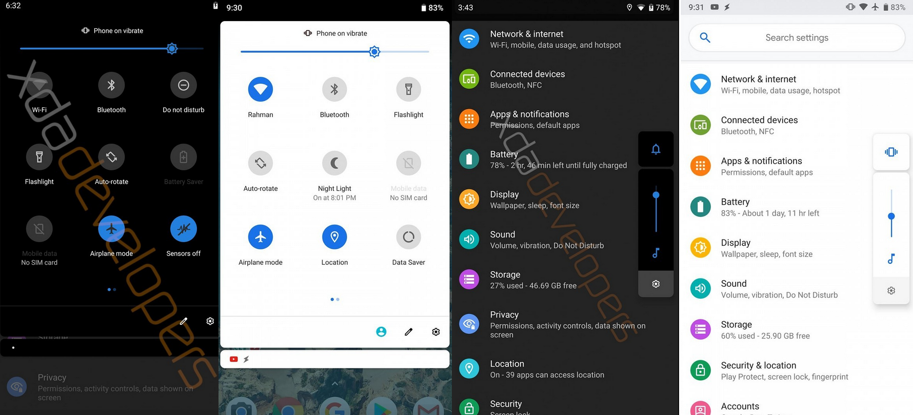 System-wide Dark Mode on Android Q compared with Light Mode on Android Pie - Android Q's system-wide Dark Mode could work with some third party apps