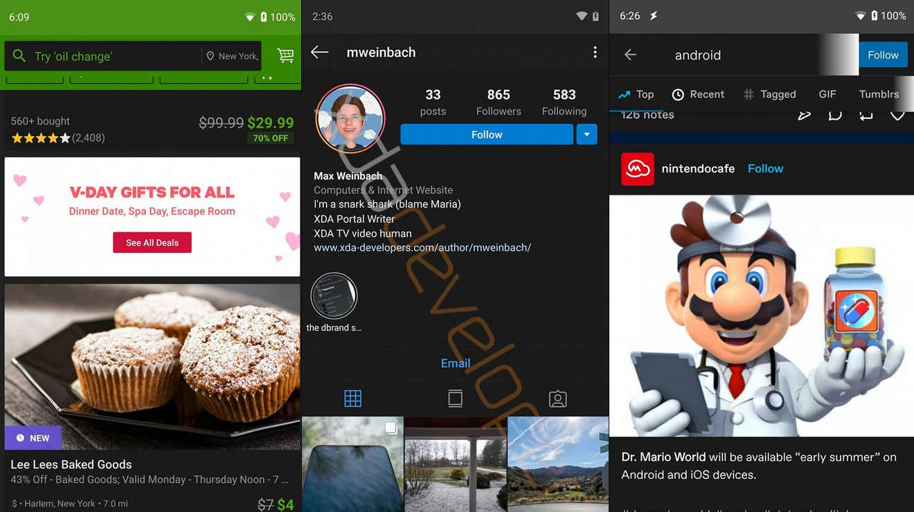 Dark mode for third party apps Groupon, Instagram and Tumblr - Android Q's system-wide Dark Mode could work with some third party apps