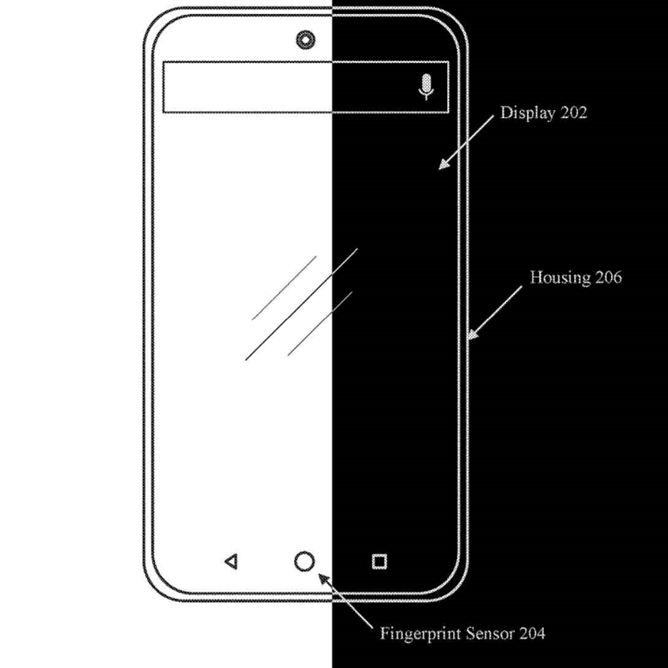 One image from an Essential patent application shows a punch-hole camera and in-display fingerprint scanner - Essential Phone sequel could use a unique technology to replace the notch
