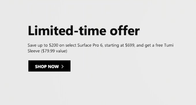 Every single Surface Pro 6 variant is $200 off right now, $80-worth gift included