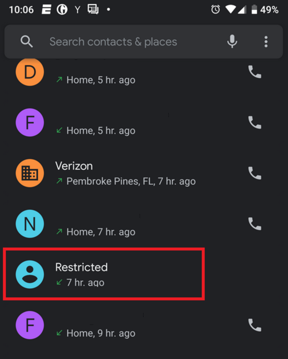 restricted phone number verizon