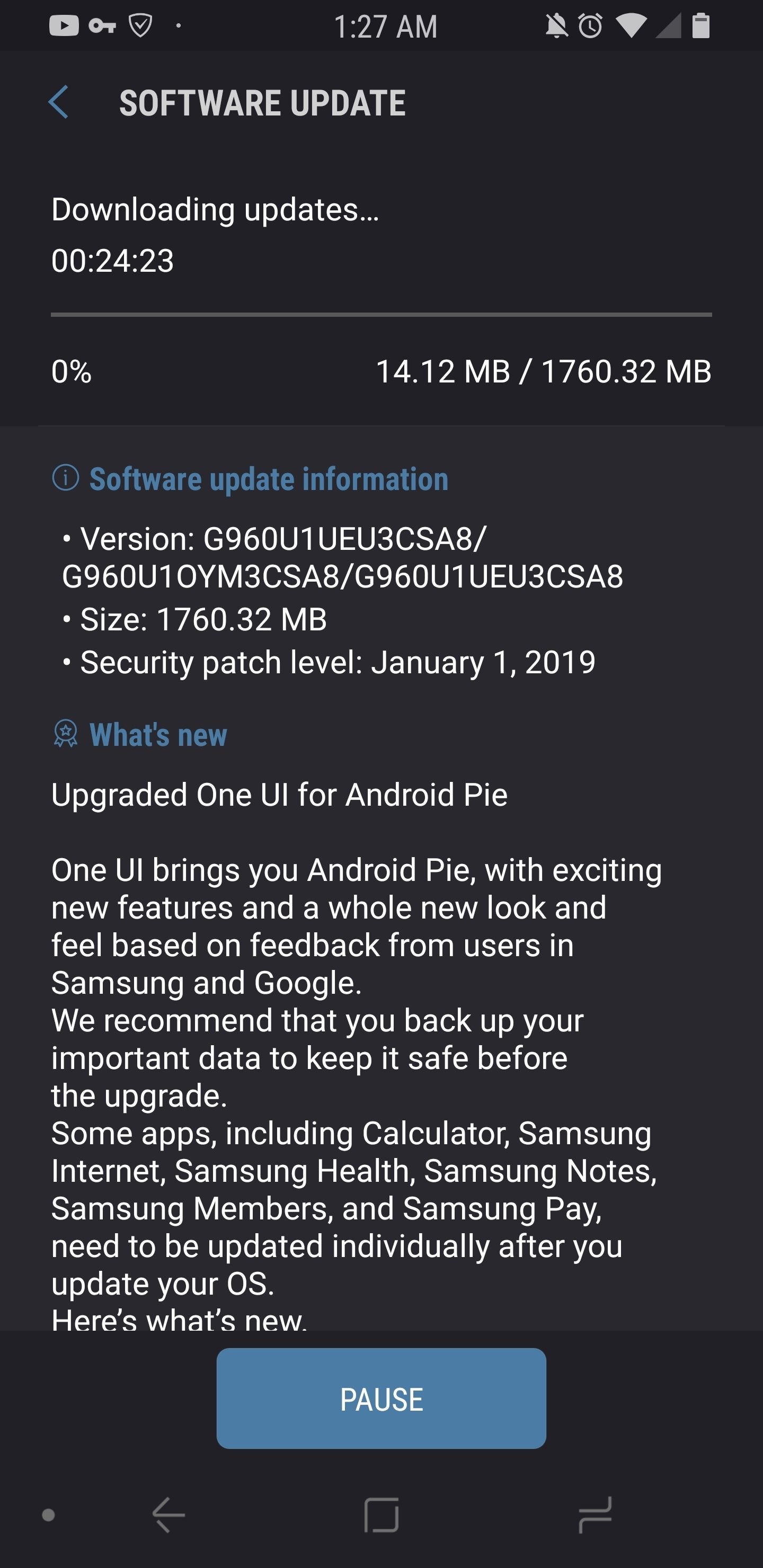 Unlocked Samsung Galaxy S9 starts receiving Android 9 Pie update in the U.S.