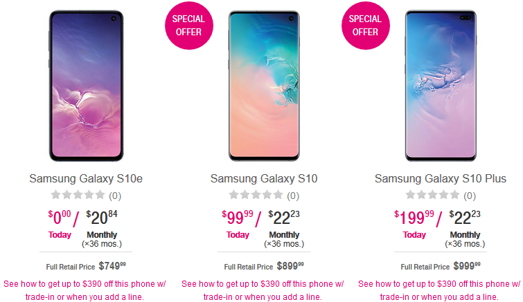 Deal: All T-Mobile Samsung Galaxy S10 models are $390 off (new line required)