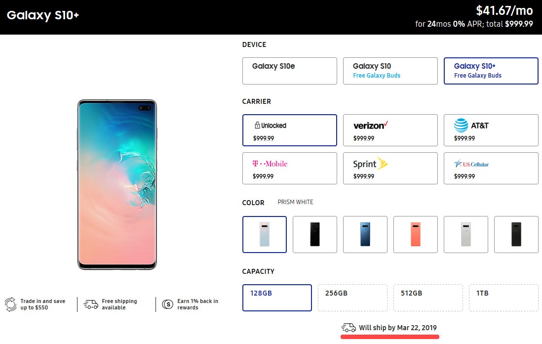 Delayed: Some Samsung Galaxy S10 models will ship later than expected