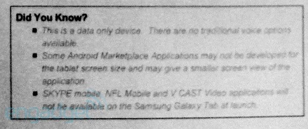 Verizon's Galaxy Tab excludes Skype, NFL Mobile, and V Cast Video apps
