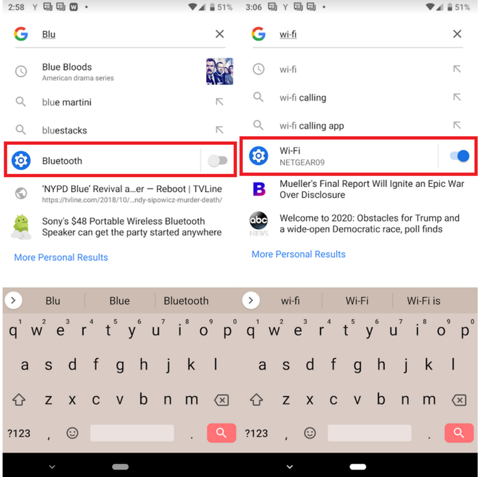 Slices for Bluetooth and Wi-Fi - Update allows some Android users to enable Bluetooth, Wi-Fi from Google Search