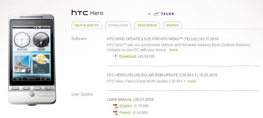 Android 2.1 update for the TELUS HTC Hero is available - TELUS version of the HTC Hero finally receives its Android 2.1 update