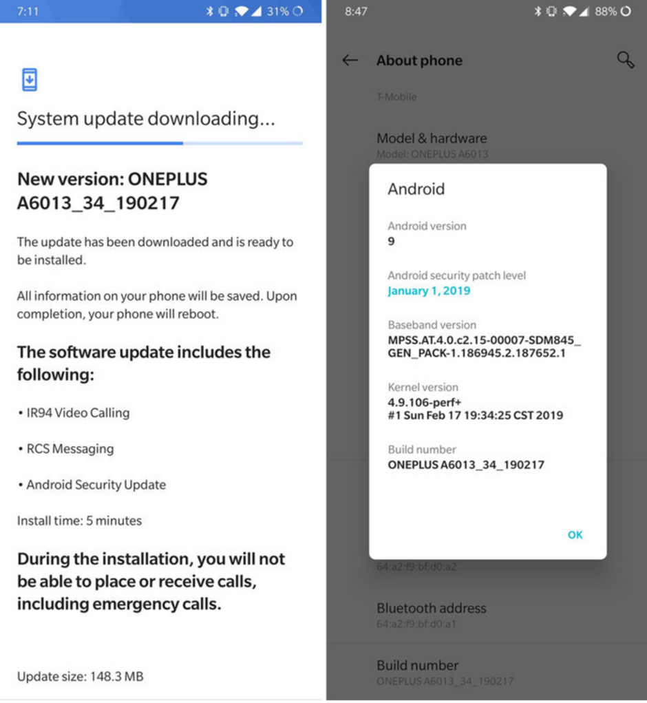 Update pushed out to T-Mobile's OnePlus 6T includes support for RCS - Update to T-Mobile OnePlus 6T brings next-generation messaging to the phone