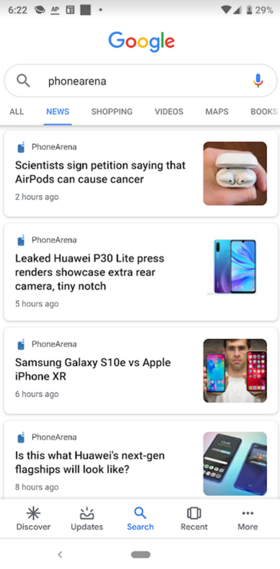 Do the headlines on the Google Search app for Android look different to you?