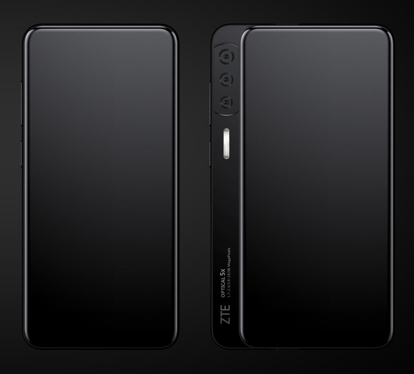 The ZTE Axon S uses a side sliding panel to house its cameras - Renders show two new ZTE concept phones that are practically all screen